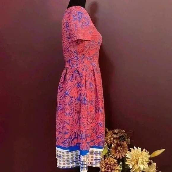 LuLaRoe XS Coral Short Sleeve Stretch Textured Skater Dress - Picture 5 of 9